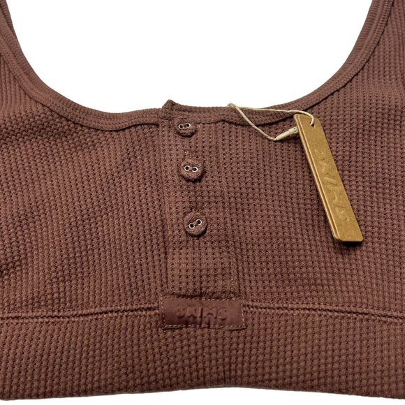 SKIMS Waffle Henley Bralette Garnet Womens Medium - Picture 5 of 12